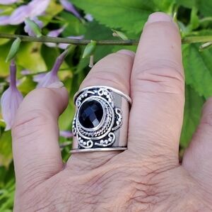 Lapis Cigar band sterling ring 8/8.5‎